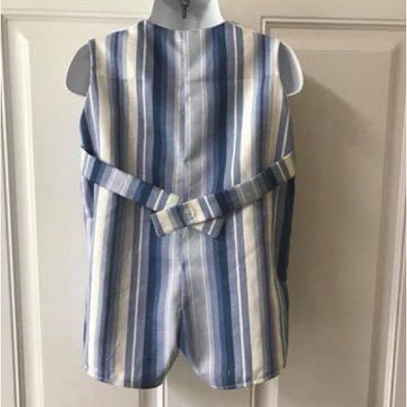NWOT Custom sewn from 1968 vintage pattern navy/white stripe size 1(12m) Jon Jon - Picture 3 of 5